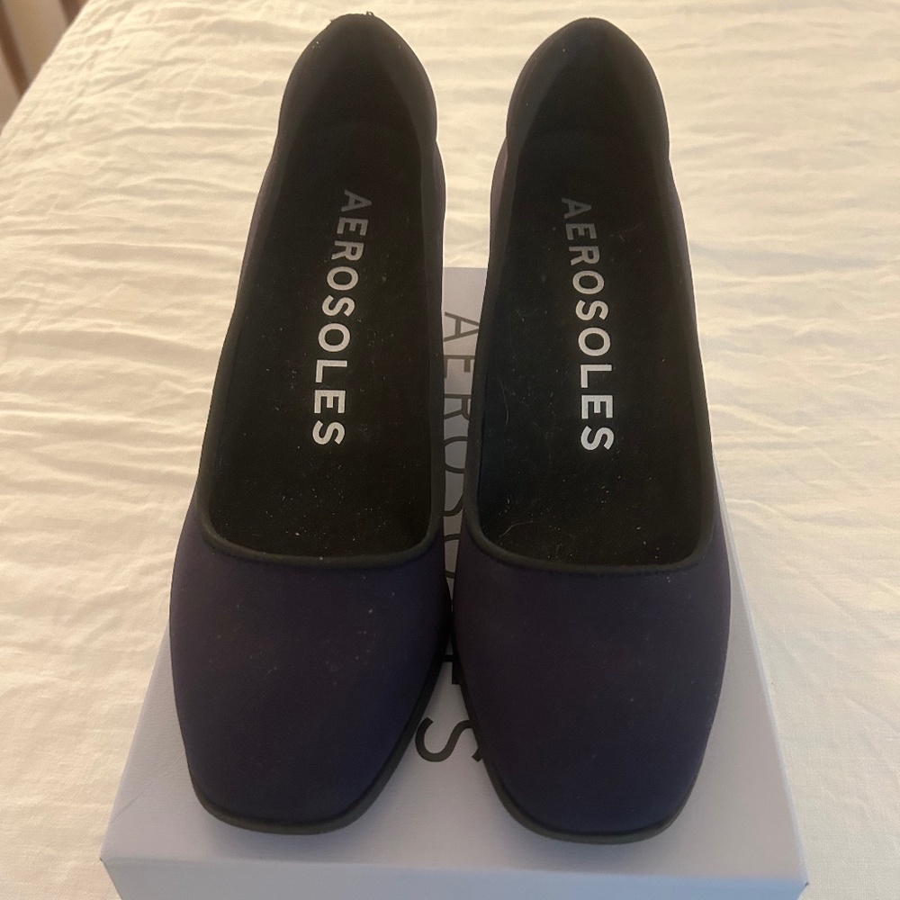 Aerosoles Casta Navy Stretch Fabric Heels Size 7